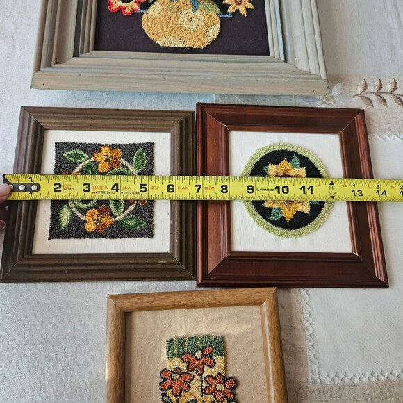 Set of 4 Vintage Embroidered Flower Wall Art - Picture 8 of 16